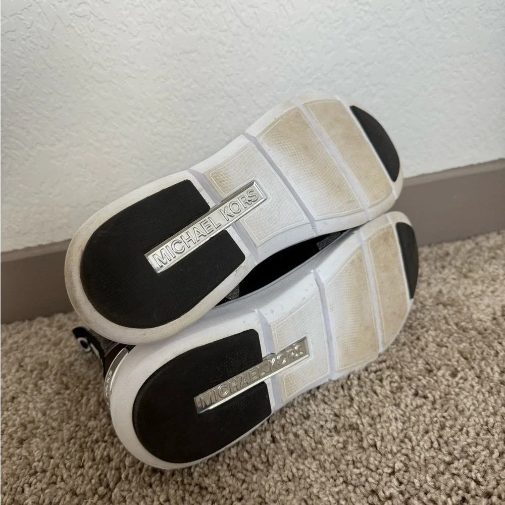 Michael Kors Knit Slip On Sneakers in Black, Silver, and White